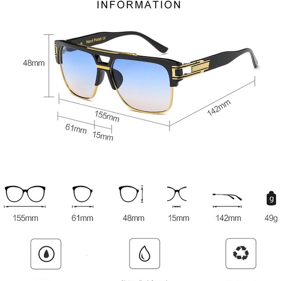 ✨ MEN’S  BLACK & BLUE MIAMI SUNGLASSES Glasses.✨ - Picture 3 of 5